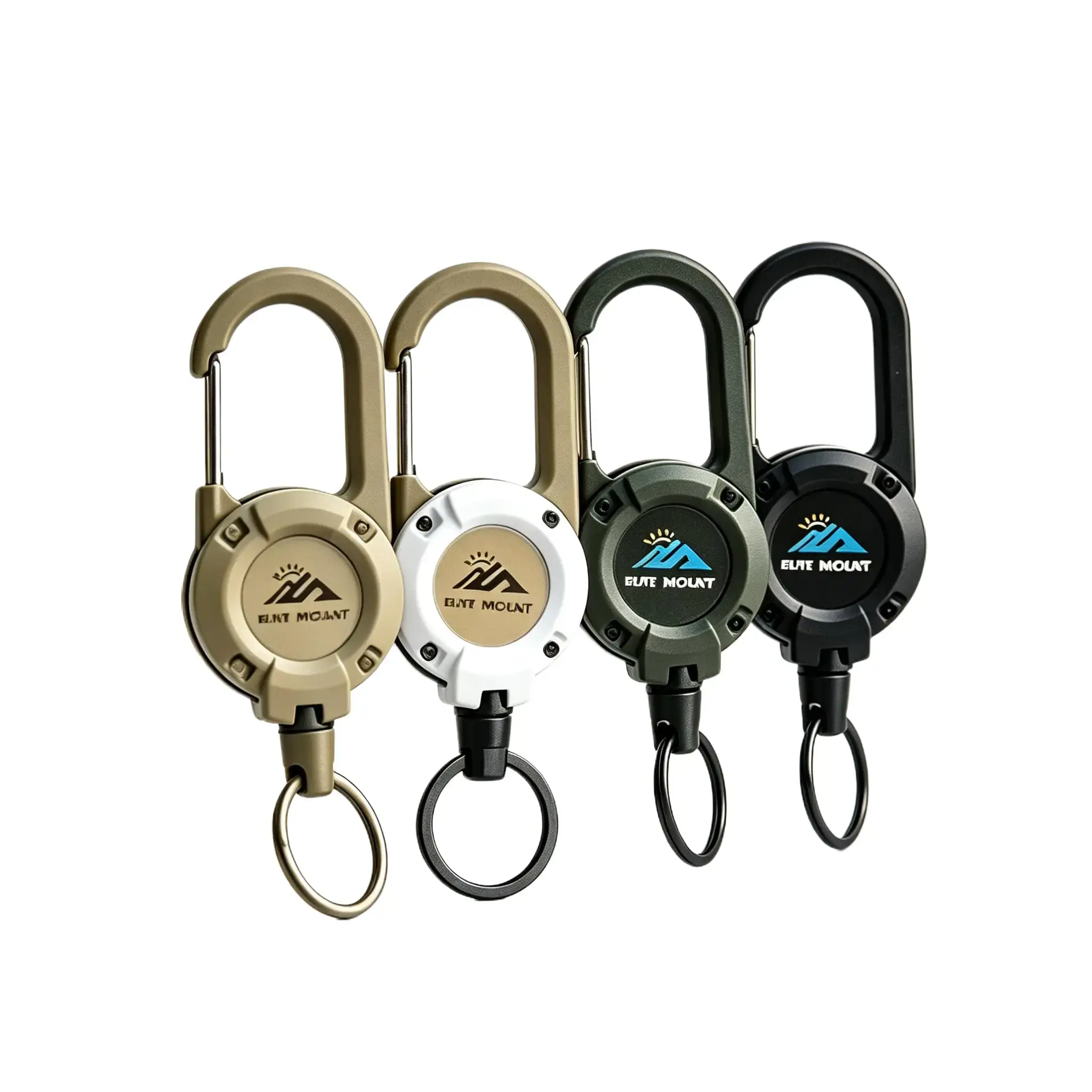 4Pcs Retractable Carabiner Keychain Heavy Duty Strong Rebound Badge Reel Multi Color Tactical EDC Backpack Clip Viral  Outdoor Camping Hiking Accessory Pocket Essentials