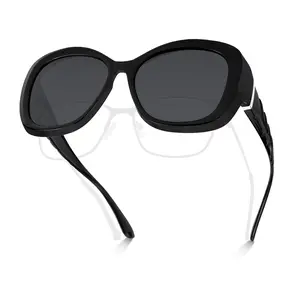 Meeloog Polarized Fit Over Glasses Sunglasses for Women, Oversized Big Sun Glasses Trendy Shades for Driving, Cat Eye Design ST0079