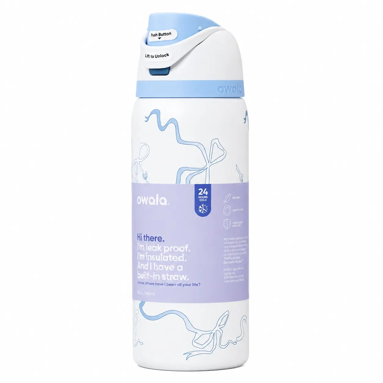 32oz Insulated Water Bottle with Straw - Leak-Proof Sports Tumbler, Cute Aesthetic Kitchen Drinkware for Travel, Water Bottles for School