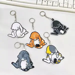 Naughty Cat Creative Toy, Naughty Cat Keychain Hanger, Cute and Fun Schoolbag Accessory, Rotatable at the Bottom