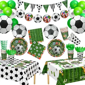 146PCS Soccer Party Decorations Set Serves 20 Guests Complete Tableware & Decor Kit for Sports Birthday Game Day Team Celebrations