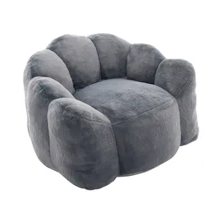 Lotus Type Compression Sofa Adult Bean Bag with Pull Ring Easy to Move No Installation Needed for Living Room Bedroom Gray