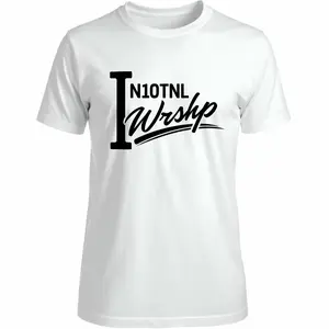 N10TNL Wrshp White T-Shirt with Bold Black Typography Design for Men