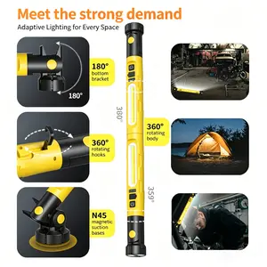 Rechargeable LED Work Light Bar, High Lumen Car Repair Light, Portable Strip Light with Hook and Magnetic Suction, 5200mAh Capacity, 360-Degree Rotation. Ideal for machinery maintenance, auto repair, emergency situations, hiking and camping scenarios.