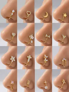 Non-Piercing Zirconia Nose Ring Clip, Hypoallergenic Stainless Steel Material, Stylish Accessory for Men and Women, No Piercing Required