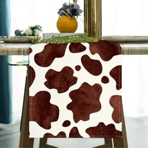 1pc Linen Watercolor Cow Print Tablecloth, Farmhouse Barn Animal Design for Western Party and Kitchen Decor, Stylish Dining Table Cover