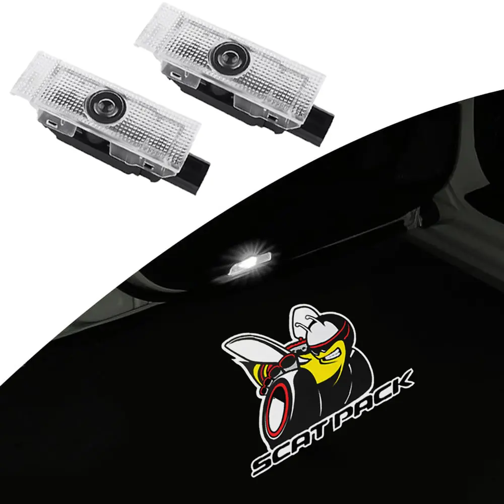 (Scat Pack)2 Pcs Never Fade Door projector Light Logo, Projection GhostShadow Welcome Puddle Light Compatible with ChallengerCharger Accessories 2011-Present Car l door light ogoprojectors
