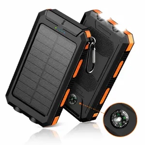 10000mAh Portable Solar Charger Power Bank with Bright LED Flashlight - Dual Fast USB-A Output, IP Waterproof Outdoor Emergency Power Supply