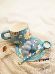 Star Rabbit Series Handmade Ceramic Cup & Saucer, Spoon