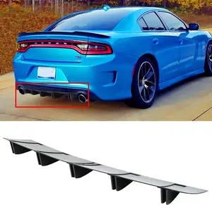 Gloss Black Seven-Fin Rear Diffuser Spoiler - Universal for All Cars  Bumper Lip Spoiler - Peel and Stick for Sporty Look  Upgrade for All Car Models - Dual Mounting System - Aerodynamic Advantages