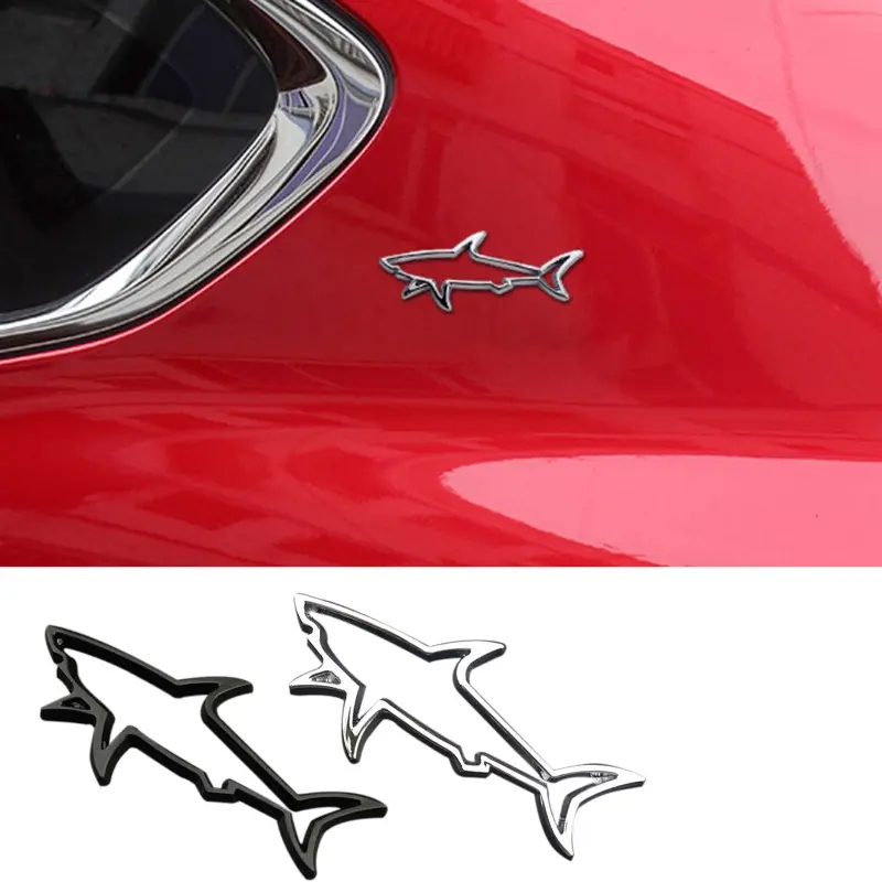 Car metal car sticker 3d three-dimensional sticker creative personality metal shark sticker rear tail sticker side sticker Car Decorative Sticker Car Decals Car Decoration Decal for Cars Car Vehicle Decoration