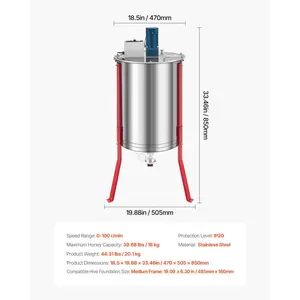 fathersdaygift  VEVOR Electric Honey Extractor, 6 Frame Honey Spinner with Transparent Lid, 140W Stainless Steel Honeycomb Drum Spinner, Height Adjustable, Honeycomb Extraction Equipment for Beekeeping