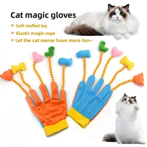 Wearable Cat Toy Glove, Magic Plush Bell Glove for Interactive Cat & Kitten Play, Boredom Buster, Plus Dog Accessories Set: Bungee Silicone Feeder, Bite-Resistant Inflatable Balls, Shaped Harness for Puppies
