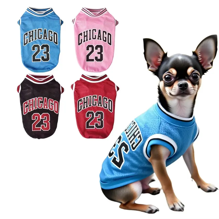 Chicago 23 Dog Jersey Cat Shirt, Anti Shedding Pet Pajamas Onesie for Dogs Cats, Warm Cozy Loungewear for Post Surgery Recovery, Stretchy Soft Clothes for Small Medium Large Pets