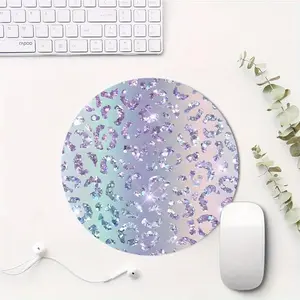 Fashion Glitter Print Mouse Pad, 1 Count Round Mouse Pad, Small Desk Mat with Non-slip Rubber Base, Mouse Mat for School & Home, Gaming Accessories
