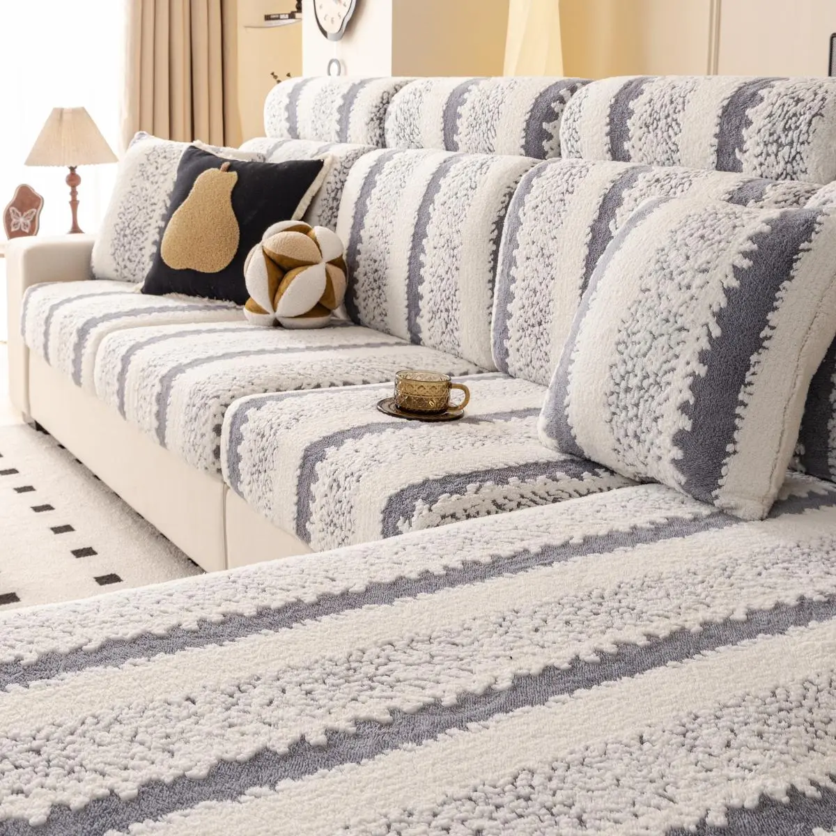 Striped Pattern Sofa Cover, Couch Cover, Sofa Couch Covers, 1 Count Soft Comfortable Sofa Slipcover, Dustproof Sofa Protector for Home Living Room Office