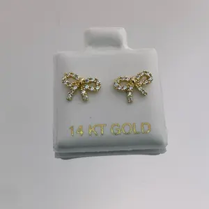 14k Gold Coquette Bow Earrings