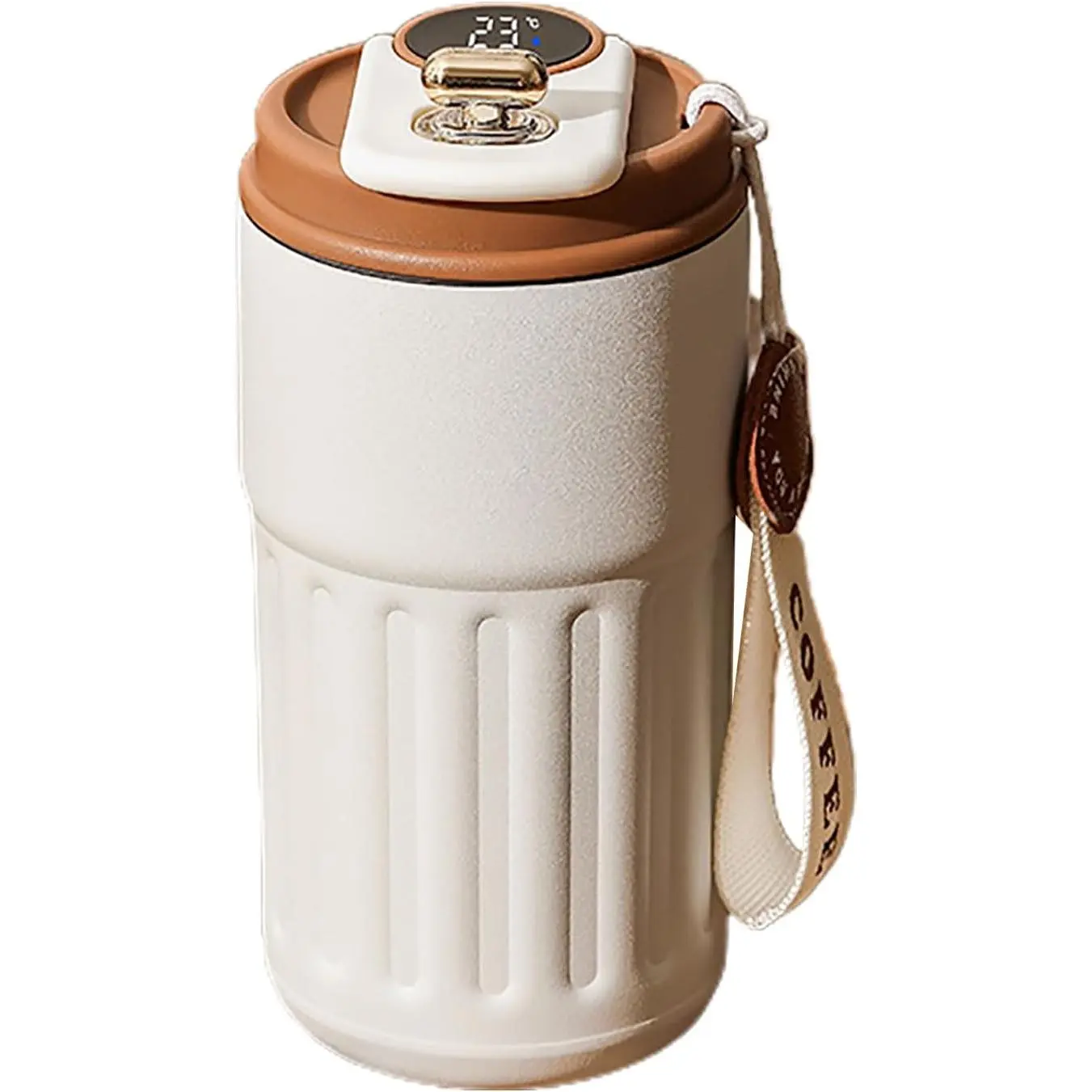 420ml Double Wall Stainless Steel Vacuum Insulated Travel Mug for Adults - Intelligent Temp Display, Leak-Proof, Battery-Powered, Portable for Coffee, Tea, Iced Tea, Office Desk Use, Batteries