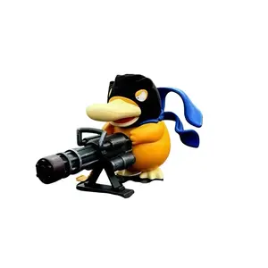 Gatling Duck Figure Cross-Dressing Cosplay Luo Machine Pet Model - Creative Desktop Ornaments & Car Decorations - Innovative Birthday Gift for Boyfriend