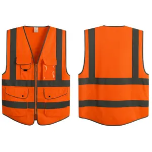 G & F Products Reflective Safety Vest, High Visibility ANSI Class 2 Vest with 9 Pockets and Reflective Strips, Neon Orange