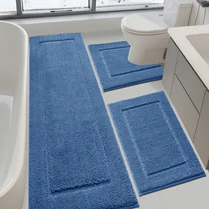 IM HOME Bathroom Rugs Set 3 Pieces / 2 Pieces, Ultra Soft Thick Plush Fluffy Microfiber Absorbent Bath Mat, Non-Slip Backing, Machine Washable Bath Mats for Bathroom Floor, Tub, Toilet and Shower
