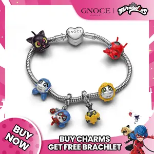 GNOCE Miraculous S925 Plagg Charm - Unisex Accessory with Eiffel Tower and Character Design - Minimalist Product Information Provided