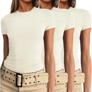 Womens Basic Tee Shirts 3 Pack Short Sleeve Crew Neck Thermal Underwear Tops Base Layer