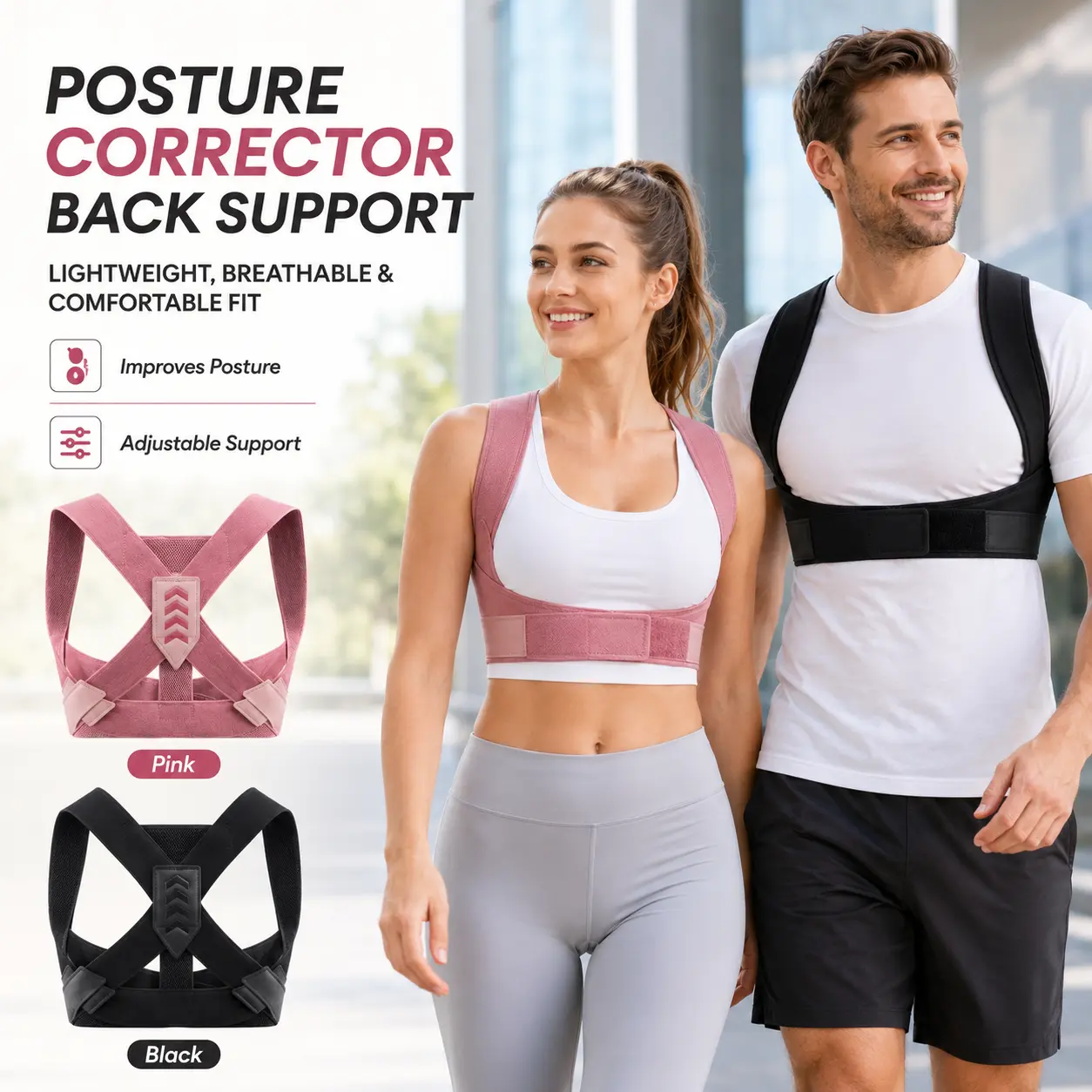 Adjustable Posture Corrector Back Support Brace for Men and Women, Breathable Shoulder Stabilizer