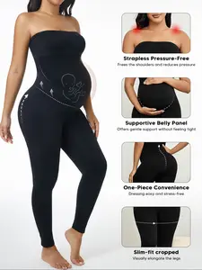 Maternity Strapless Jumpsuit, Prenatal Maternity Clothing, Maternity Outfits, High Stretch Seamless Design, Soft Comfortable Belly Support, Fashion Versatile, Suitable for All Seasons