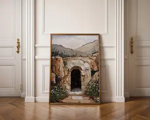 Empty Tomb Easter Sunday Unframed Poster - Resurrection Morning Inspirational Wall Art - Gospel Scripture Print for Christian Home - Faith Based Decor