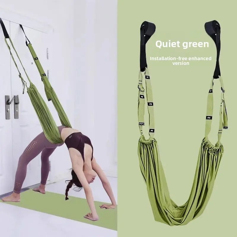 Silk Aerial Yoga Sling for Adults, No-Drill Doorway Design, Adjustable Buckles for Splits & Back Pain Relief, Training Aid Straps, Backbends, Resistance Band Workout, Elastic Bands, Functional Training Workout, Nylon/Silk, Unisex, Full-Body Support, Secur