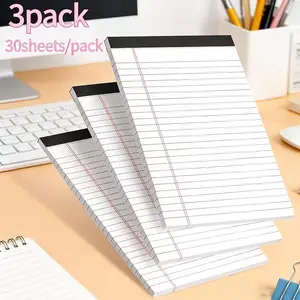3-Pack 5x8 University Size Small Notebook, Paper Journal for Learning, Writing Board with Holes, Narrow Ruler, Notebook