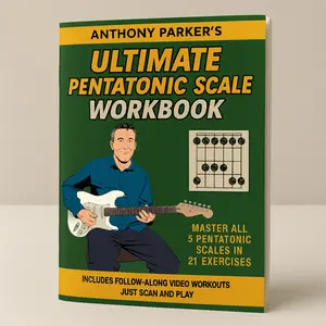 Anthony Parker's Ultimate Pentatonic Scale Workbook 34 Pages Clean Exercises & QR Code Video Lessons for Lead Guitar Learning Materials
