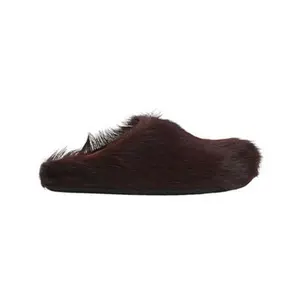 Marni Long Hair Calfskin Fussbett Sabot Mule Wild Cherry