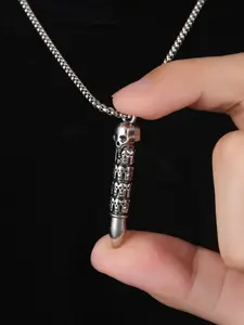 Men's Skull Bullet Necklace, Hip Hop Unique Design, Fashionable Versatile High-End Jewelry, Perfect for Daily Wear