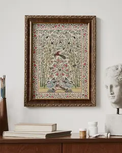 Antique Indian Poster, Palempore Birds and Flowers Textile| no frame