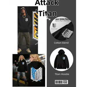 Attack Titan Survey Corps Cosplay Eren Yeager Novel Comfort Hoodie Pullover High Street Sweatshirt Unisex Cotton & Polyester Blended Classic Design