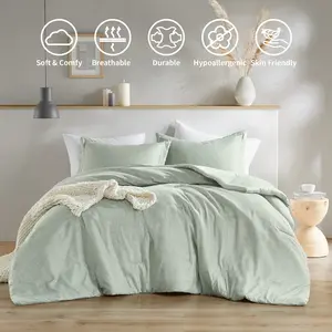 REGENCY HEIGHTS Chambray Comforter Set, Farmhouse Bedding Comforter For All Seasons Boho Bedding Set, Lightweight Solid Bed Comforter Sets, Twin/Twin XL, Full/Queen, King/Cal King, Rena