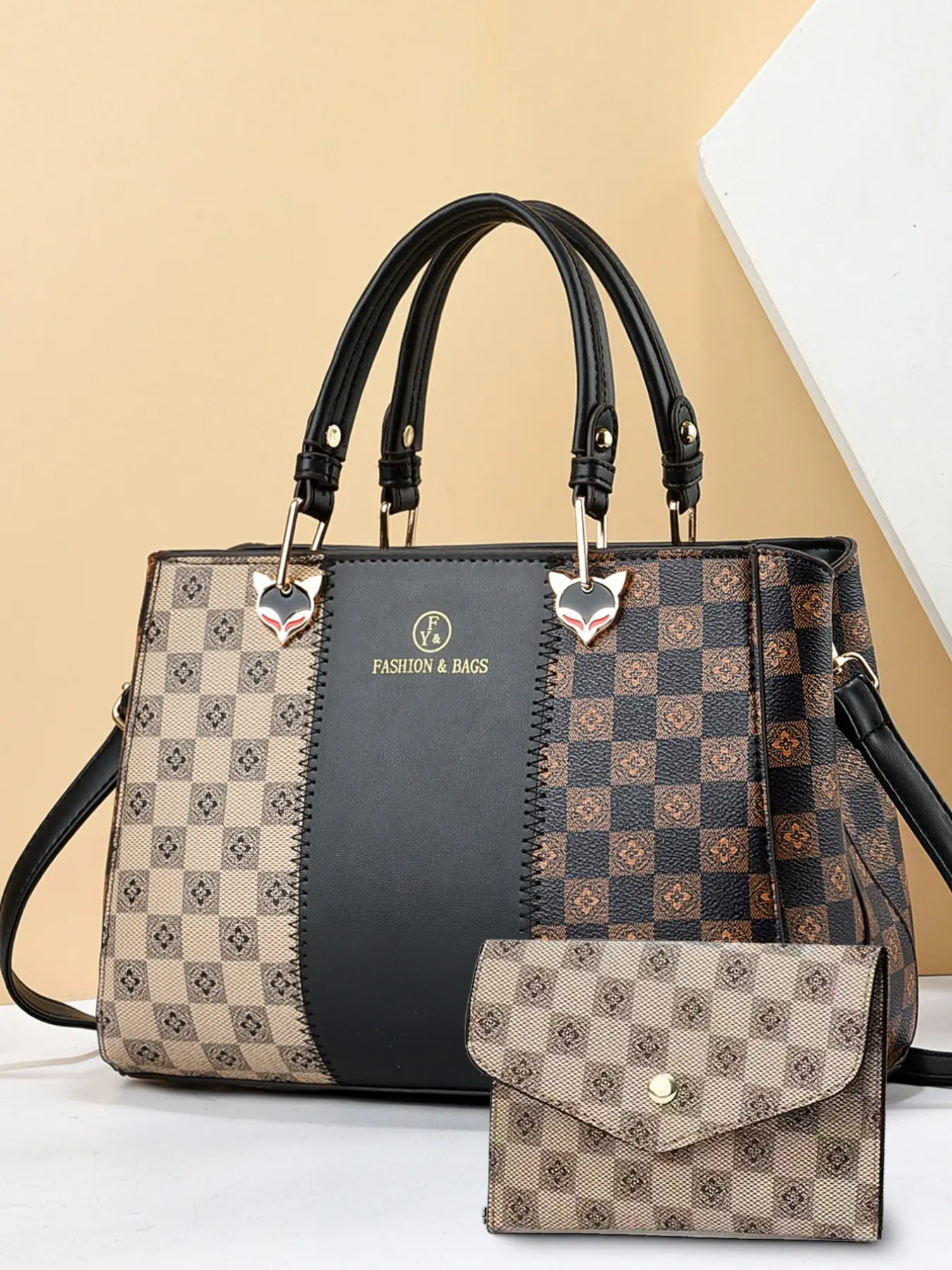 Classic Vintage Fabric Trendy Versatile Four Seasons Handbag Set, Two-Piece Shoulder Bag Combo, Stylish and Durable, Fashionable Versatile Purse, Handbag Sling Bag