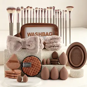 All-In-One Neutral Makeup Kit, Includes Brushes, Beauty Blenders, Powder Puffs, Cleaning Tools, Perfect for Beginners & Enthusiasts