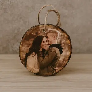 Wooden Photo Transfer Ornament Oval Shaped Keepsake Gift for Parents Personalized Basswood Picture Christmas Decoration with Rustic Natural Look Customizable Basswood Photo Print for Any Occasion