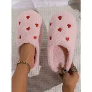 Women's Pink House Slippers with Heart Shape Toe - Soft and Lightweight for Four Seasons - Girl, Shoe Slide Footwear