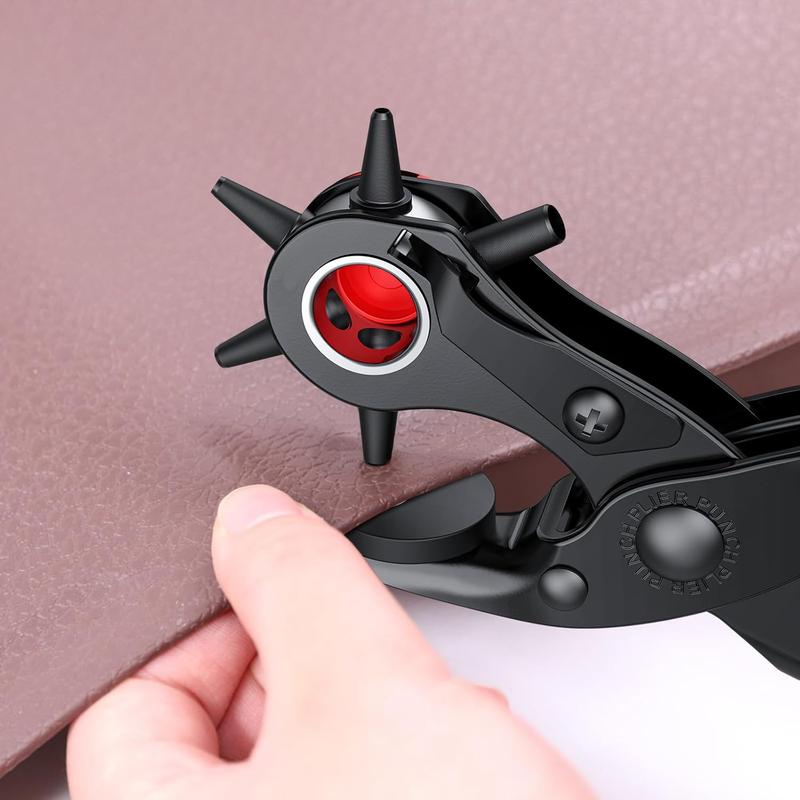 240 Pcs Leather Hole Punch Set,Including Leather Double Cap Rivets with Heavy Duty Punch Plier,Belt Hole Puncher Revolving Hole Punch Rivets Tool Kit for Belt Shoes Fabric,Hand Tools Kits