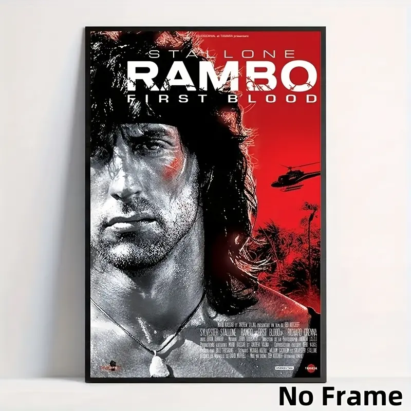 Stallone <Rambo: First Blood> Rambo I Poster - 12x18inch (30x 46cm ) Canvas Print - John JRambo Retro Action Movie Art - Bold Red and Black War Decoration - No Frame Needed - Suitable for Home, Office, Man Cave, Cinema - <Rambo: First Blood> S