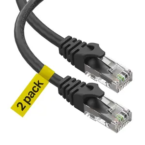 Cat6 Ethernet , 12  (2 Pack) LAN, utp  6, RJ45, Network Cord, Patch, Internet  - 12 ft - Black