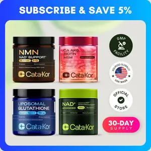 LIVE VERSION CEO's Bundle - Cata-Kor Liposomal Glutathione 500 mg, NMN 1000 mg, NAD+ Advanced 500 mg, CA AKG 1000 mg, Biotin, MSM, TMG, Hyaluronic Acid Capsule Supplements Comprehensive Nutrition Supplement