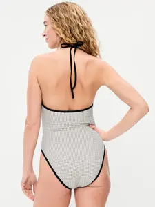 Old Navy Women's Pique V-Neck Halter Swimsuit