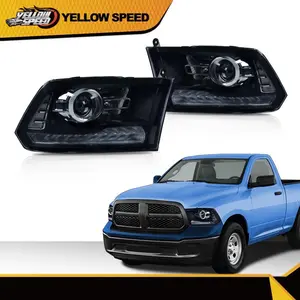Fit For 2013-2018 Dodge Ram 1500 2500 3500 Black/Smoked Headlights w/ LED DRL