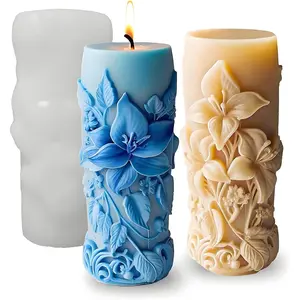 Elegant Lily Embossed Candle Molds for Candle Making,  Flower  Molds for Candle Soap Wax  Clay, Blooming Lily  Cake Fondant Molds, DIY Floral Art Craft Wedding Decor