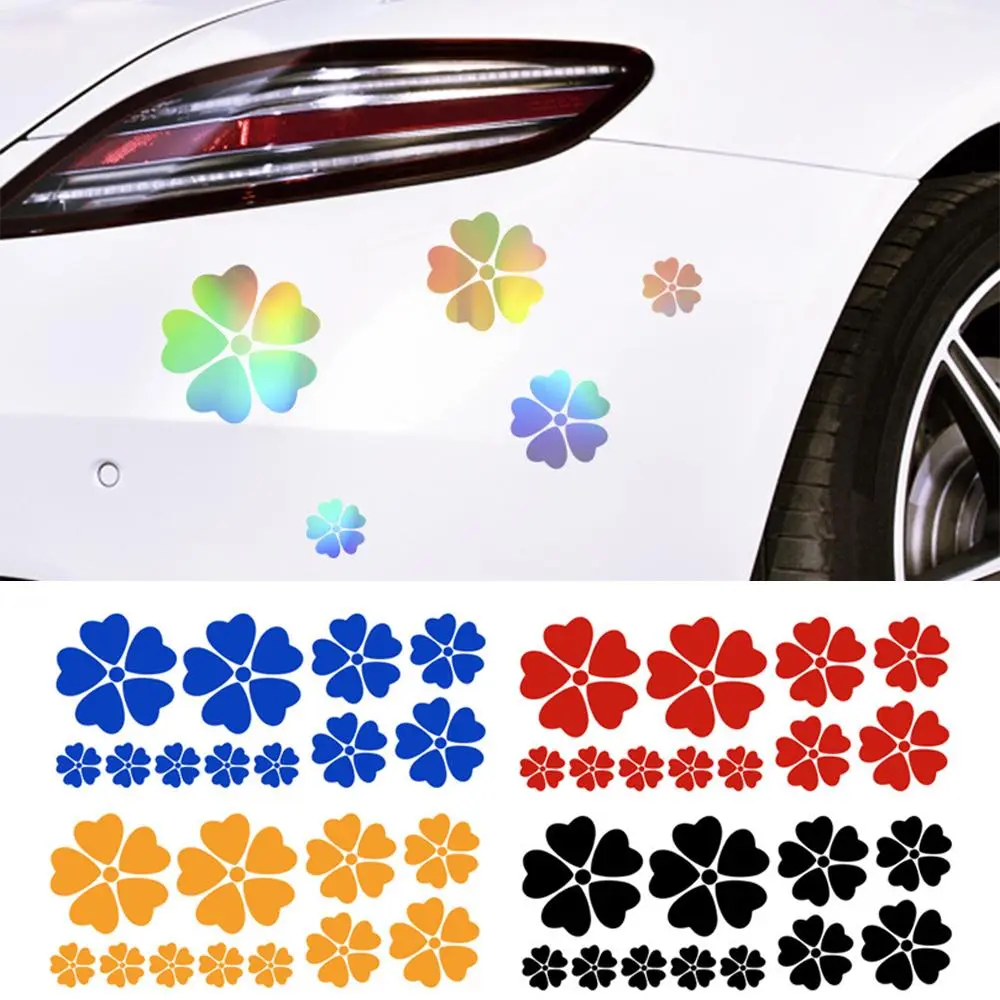 11PCS Laser Flower Graphics Car Stickers for Rear Window Cover Scratches on Auto Bumper Body Helmet Blossom Decal